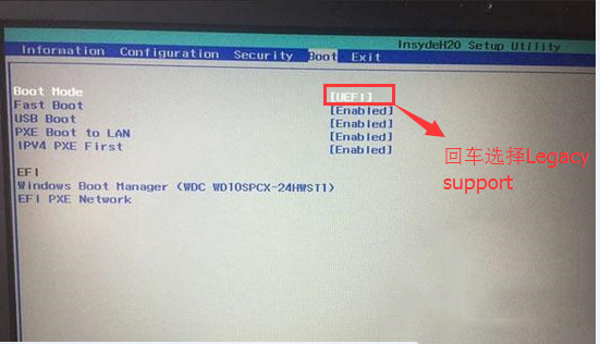 Boot ModeUEFIĳLegacy Support